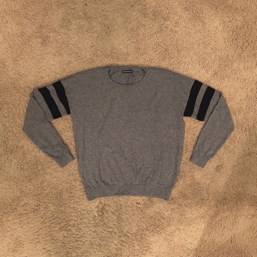 Brandy Melville gray sweater with striped sleeves